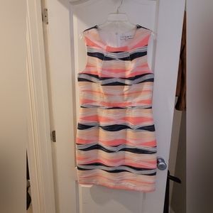 Trina Turk Coral, White, & Blue Dress